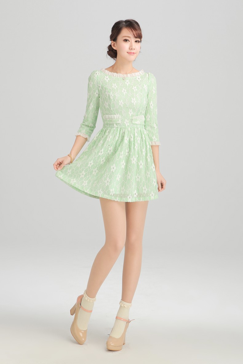 WD6875 Sweet Lace Dress Green