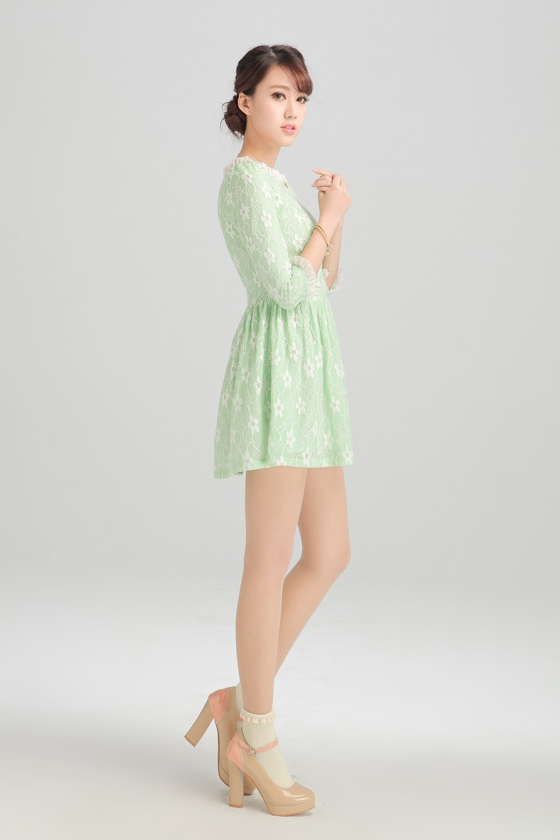 WD6875 Sweet Lace Dress Green