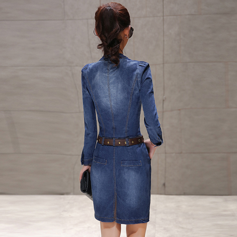 WD6882 Stylish Denim Dress Blue