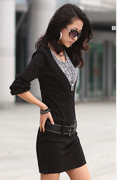 WD6926 Korea Stylish Dress Black