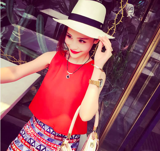WT6945 Trendy Top and Skirt As Picture (1 Set)