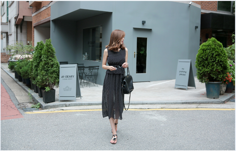 WD6966 Stylish Chiffon Dress Black
