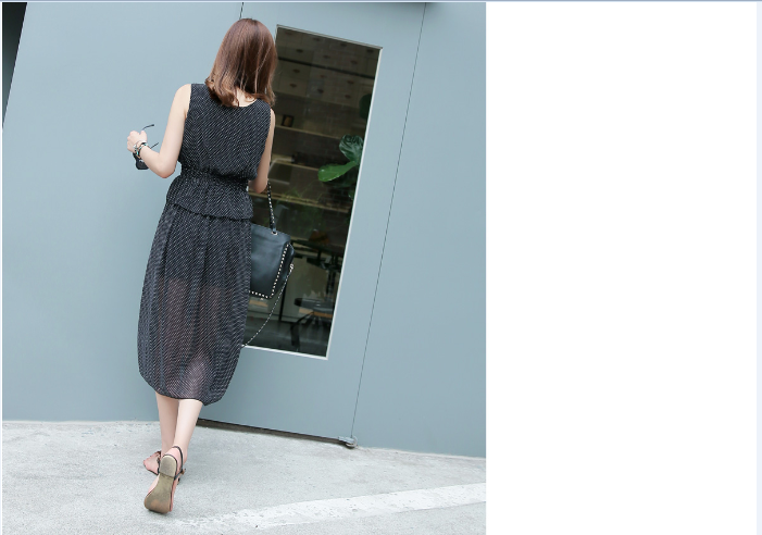 WD6966 Stylish Chiffon Dress Black