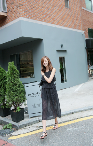 WD6966 Stylish Chiffon Dress Black