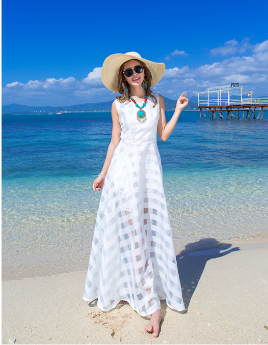WD6968 Elegant Maxi Dress White