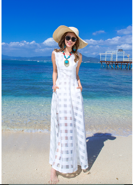 WD6968 Elegant Maxi Dress White