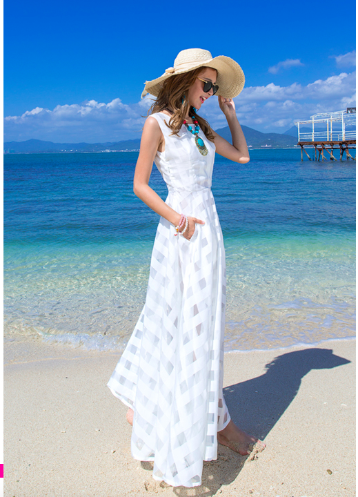WD6968 Elegant Maxi Dress White