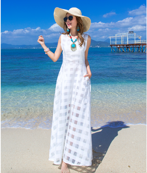 WD6968 Elegant Maxi Dress White
