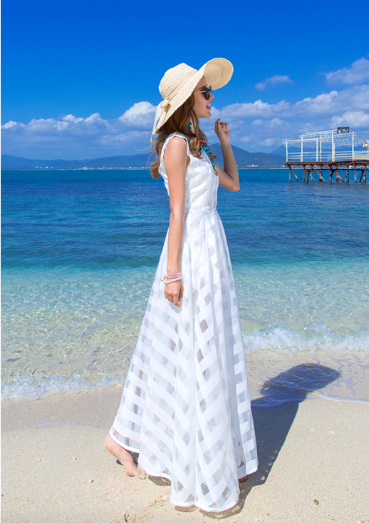 WD6968 Elegant Maxi Dress White