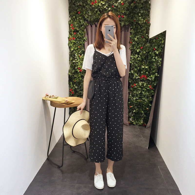 WP3688 Polka Dot Jumpsuit Black