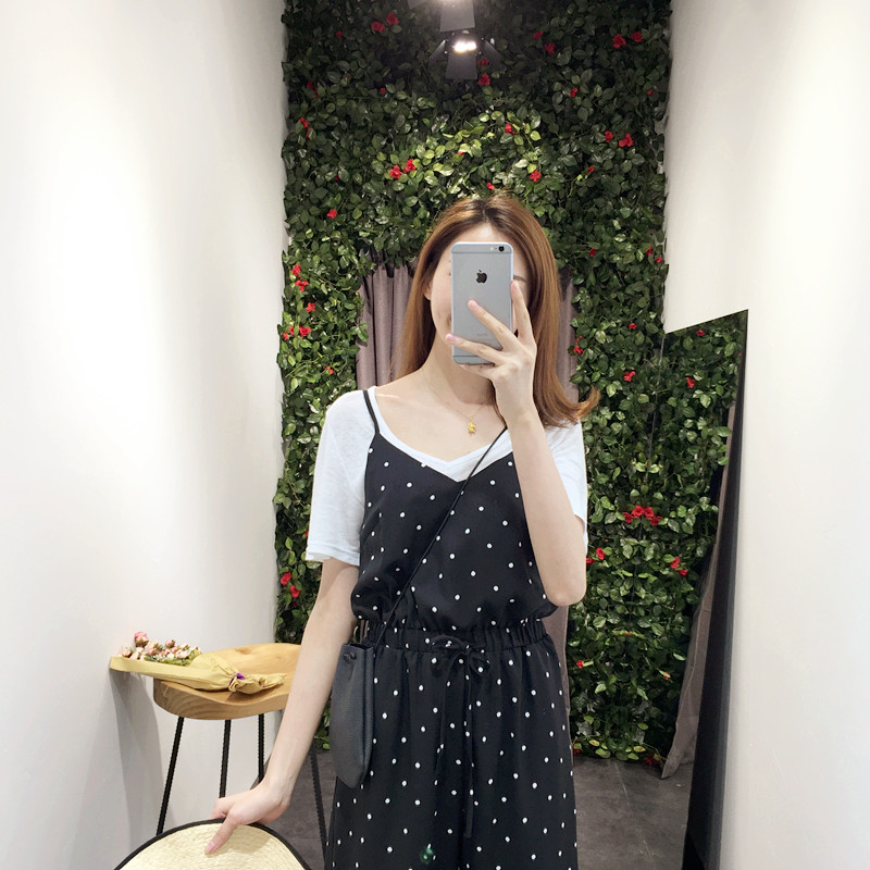 WP3688 Polka Dot Jumpsuit Black