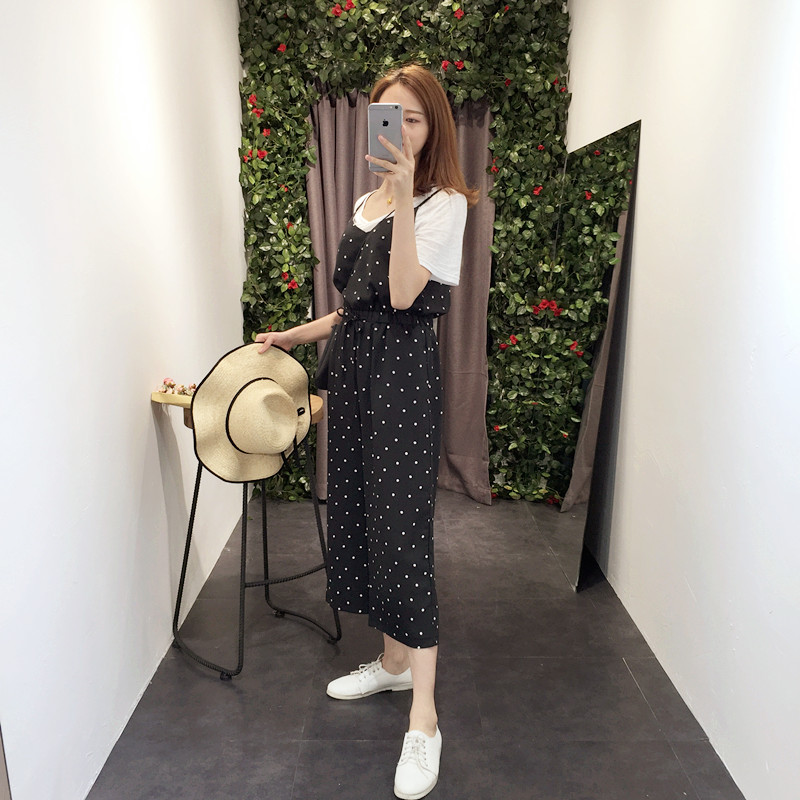 WP3688 Polka Dot Jumpsuit Black