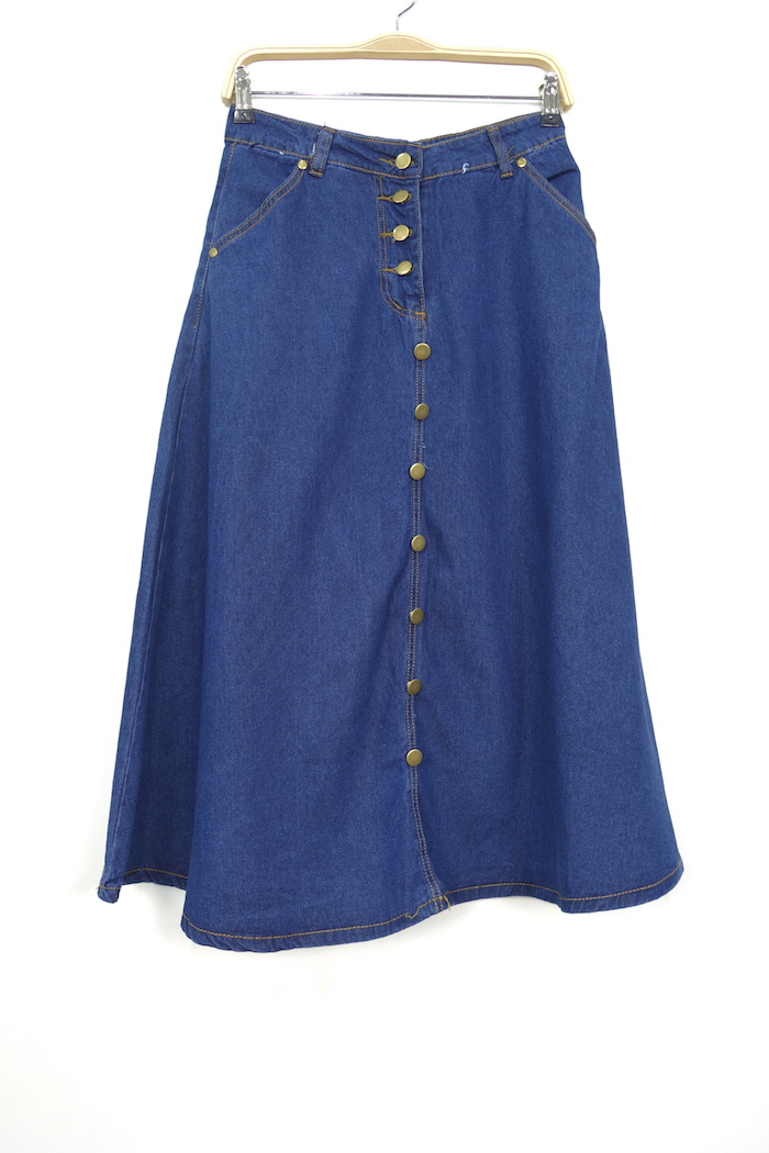 WK3701 Stylish Denim Skirt Dark Blue