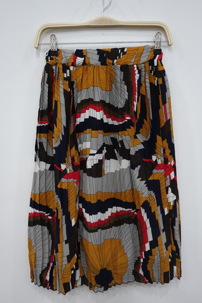 WK6989 Chiffon Pleated Skirt Orange