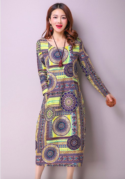 WD6996 Stylish Dress Yellow