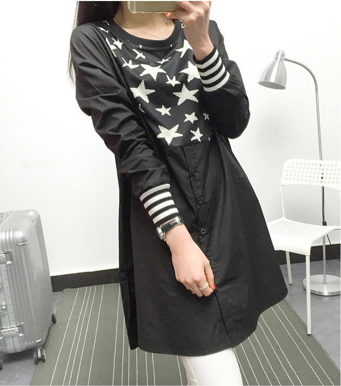 WT6999 Fashion Long Top Black