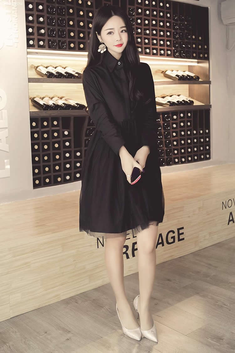 WD7015 Korea Lovely Dress Black