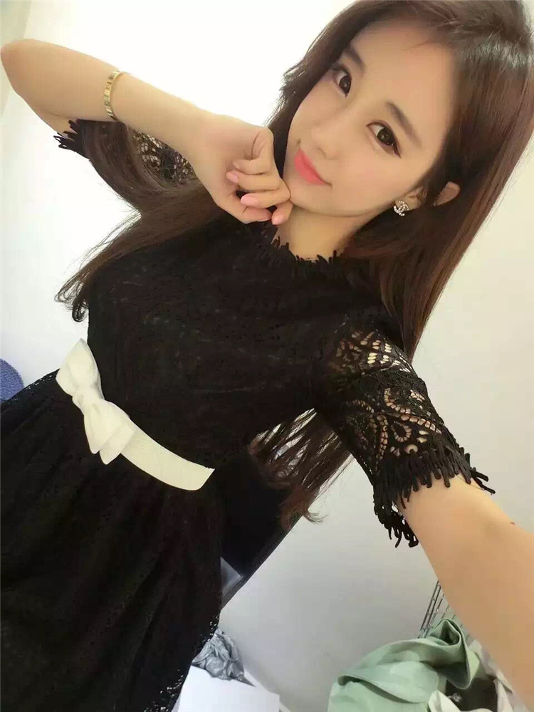 WD7017 Sweet Lace Dress Black
