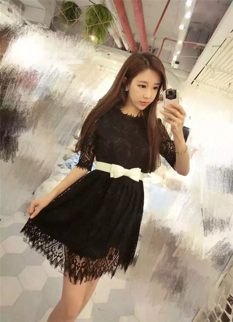 WD7017 Sweet Lace Dress Black