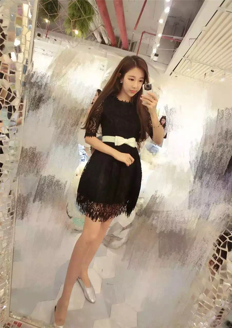 WD7017 Sweet Lace Dress Black