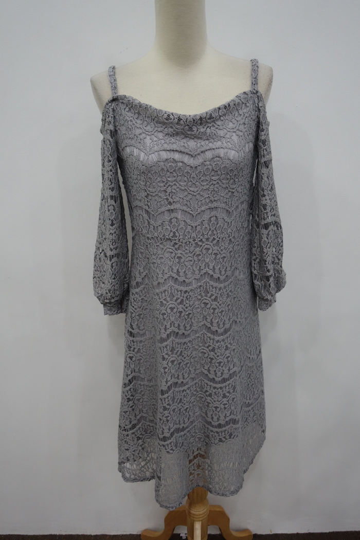 WD7018 Two Pieces Lace Dress Grey