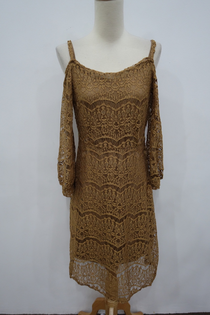 WD7018 Two Pieces Lace Dress Khaki