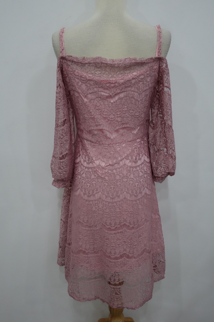 WD7018 Two Pieces Lace Dress Pink