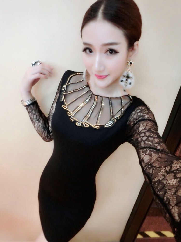 WD7019 Sexy Hugging Dress Black
