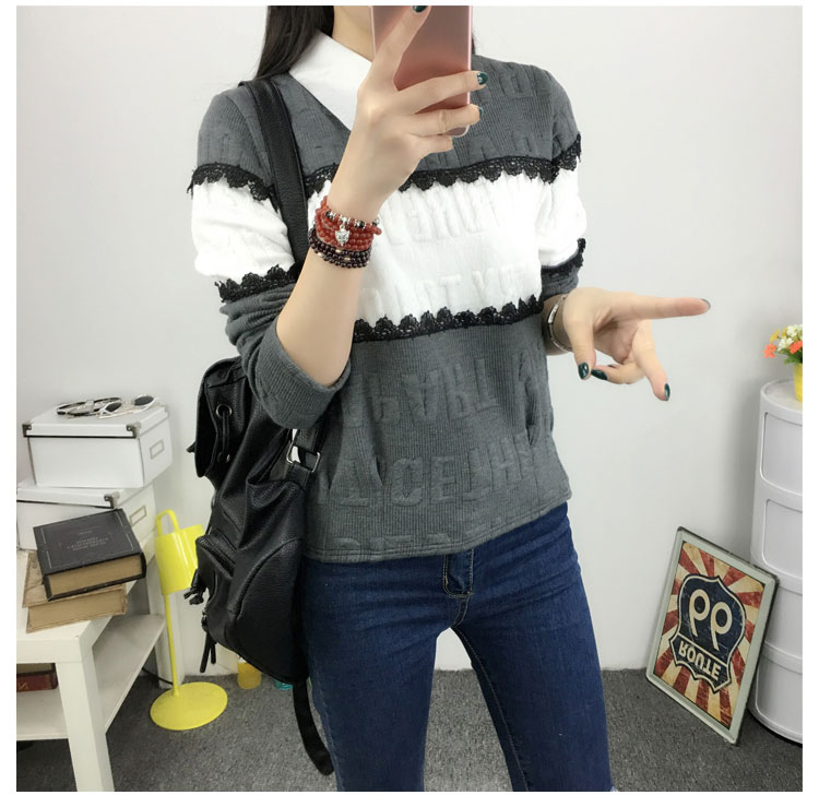 WT3710 Korea Stylish Top Grey