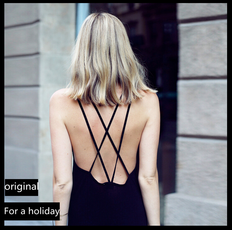 WD7071 Sexy Back Dress Black