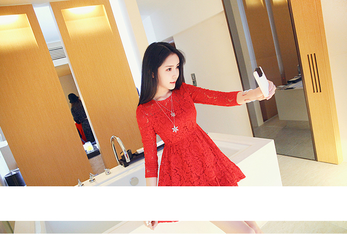 WD7080 Sweet Lace Dress Red