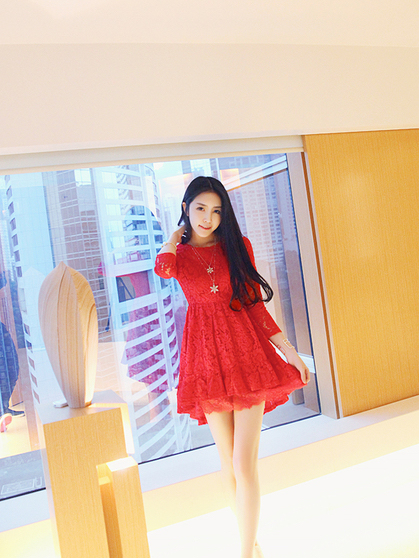 WD7080 Sweet Lace Dress Red