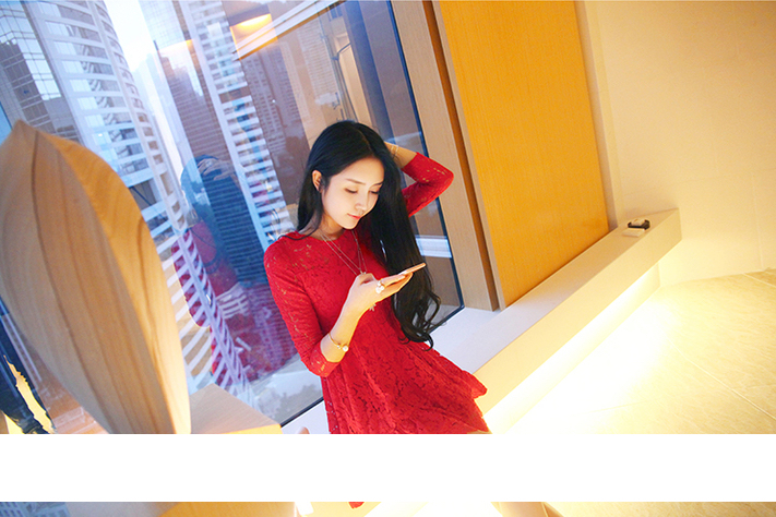 WD7080 Sweet Lace Dress Red