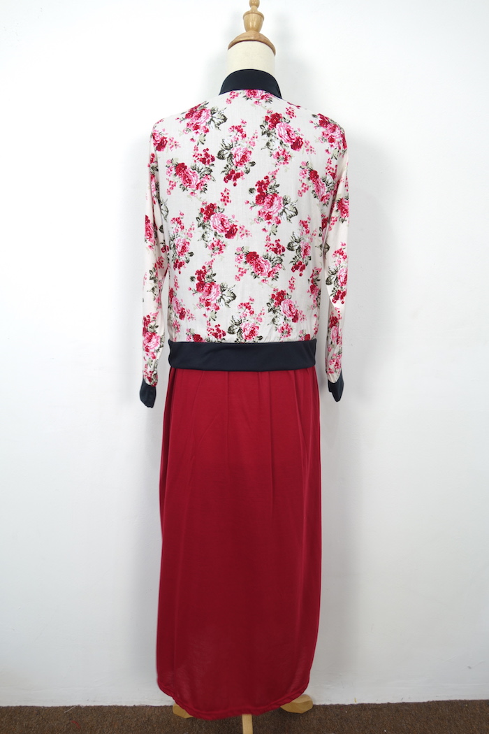 WH1155 Floral Jubah Set Maroon