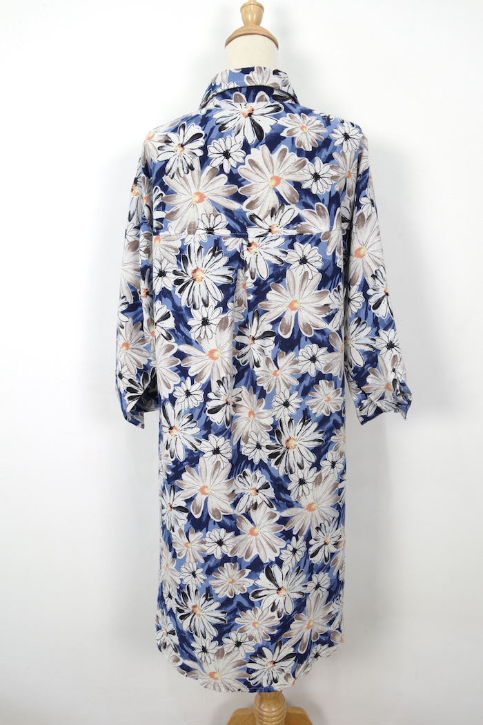 WD1156 Fashion Floral Dress Dark Blue