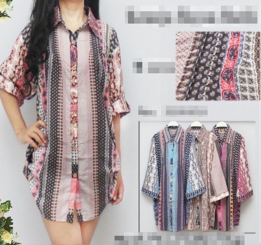 WT1160 Fashion Long Top Dark Blue