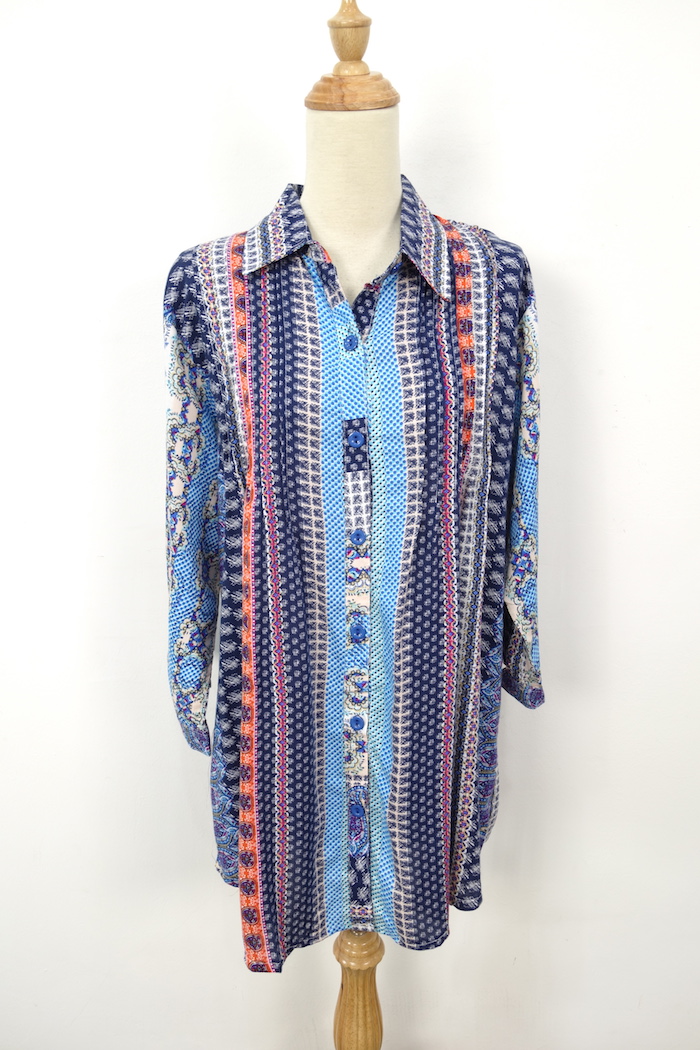 WT1160 Fashion Long Top Dark Blue