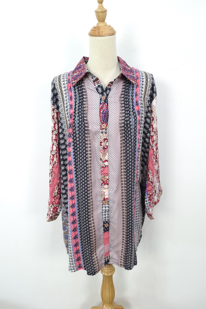 WT1160 Fashion Long Top Red