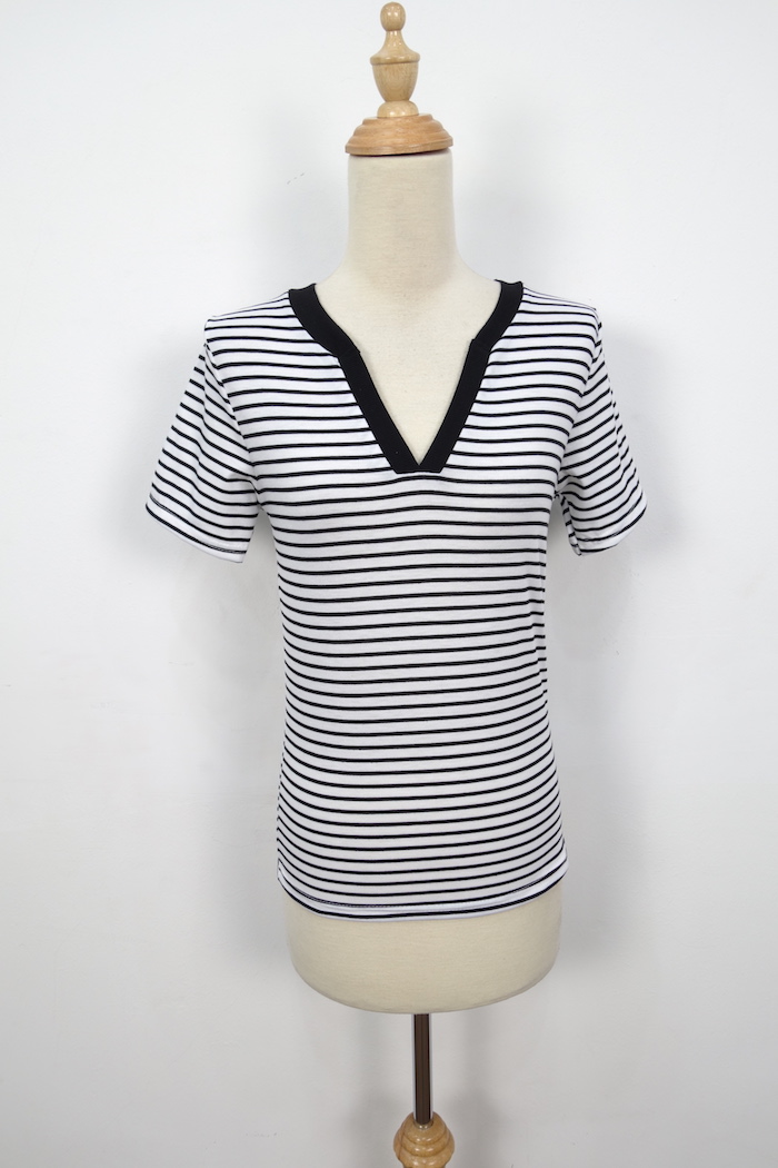 WT7127 Fashion Stripe Top Black