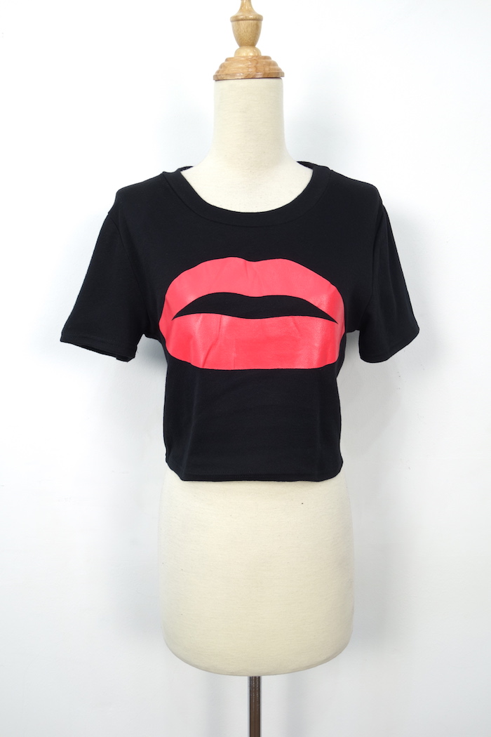 WT7143 Sexy Crop Top Black