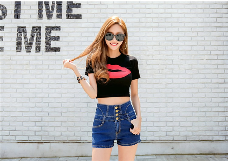 WT7143 Sexy Crop Top Black
