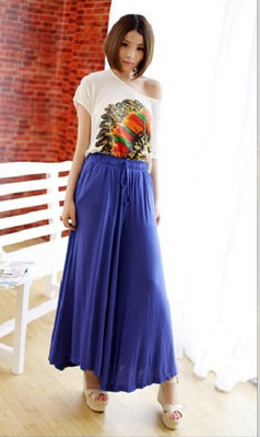 WP3737 Korea Fashion Flare Pant Blue