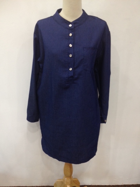 WD6633 Casual Denim Dress Dark Blue
