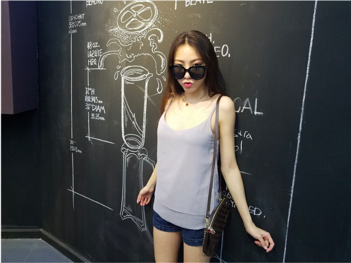 WT7134 Stylish Sexy Top Grey
