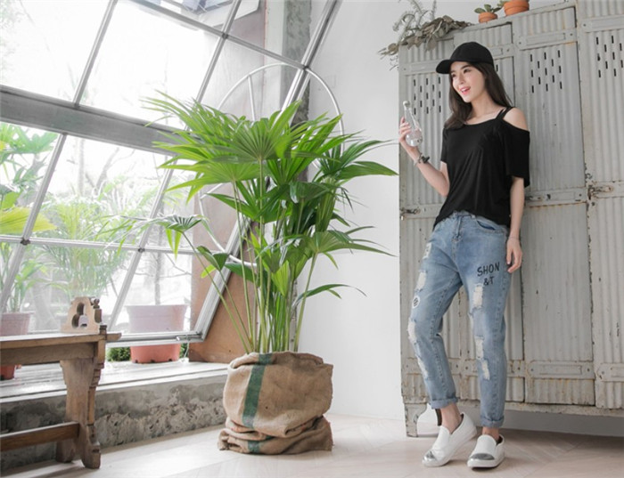WT7153 Korea Fashion Top Black
