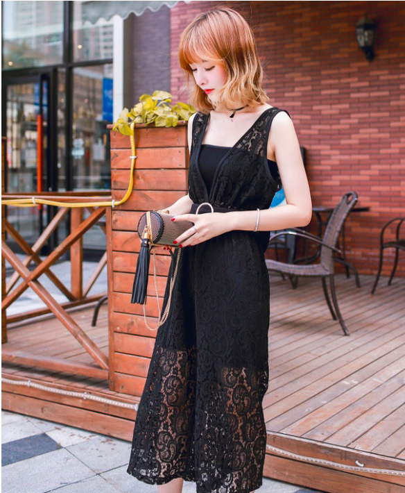 WP7162 Sexy Lace Jumpsuit Black