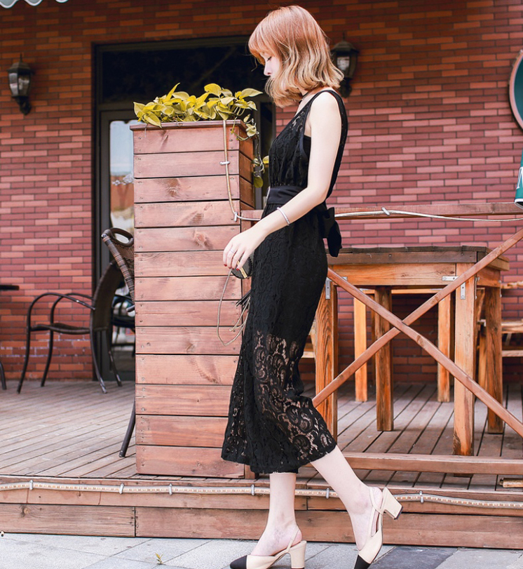 WP7162 Sexy Lace Jumpsuit Black