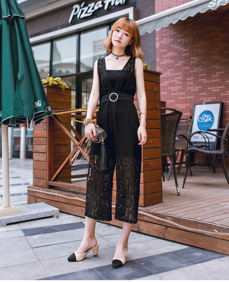 WP7162 Sexy Lace Jumpsuit Black