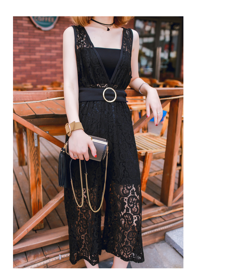 WP7162 Sexy Lace Jumpsuit Black