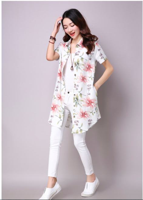 WT7170 Lovely Floral Top Green